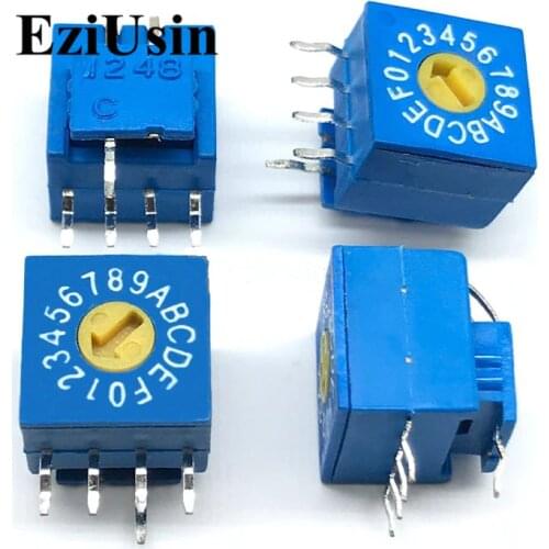0-9 10 Rotary Coding Knob Switch DIP 5pins 8421C 4:1 PCB Switching 5p 0-F 16 0-7 8 0mm Shake 5.08mm pitch