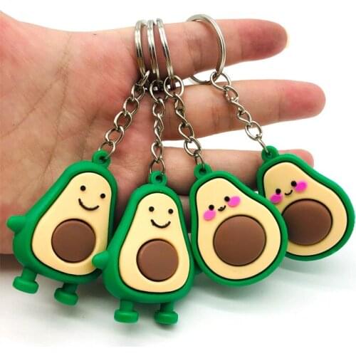 1pcs New Simulation Fruit Avocado Smile-shaped Keychain Toys Avocado Key Chains Fashion Birthday Gifts