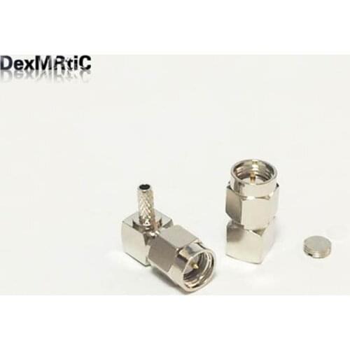 1pc New SMA Male Plug Connector crimp for RG316,RG174,LMR100 Right Angle Nickelplated Wholesale