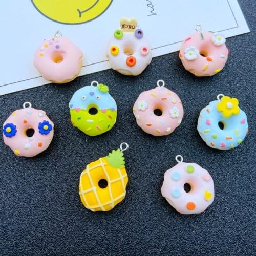 10pcs Resin Cute Newest Kawaii Donut Charm Pendant for Keychain, Earring, Scrapbooking, DIY Jewelry Making, Necklace