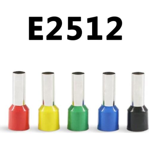 100pcs E2512 14AWG Long Tube Insulated End Terminal Wire Copper Crimp Connector VE2512