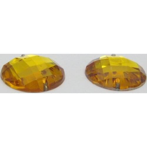 100 Gold Flatback Acrylic Faceted Round Rhinestone Button 16mm Sew on bead