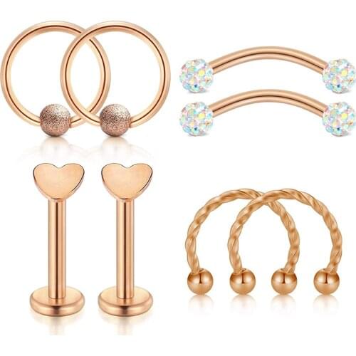 16G Tragus Earrings Forward Helix Earring Surgical Steel Labret Lip Ring Rook Helix Earring Stud Barbell Opal CZ Retainer Earing