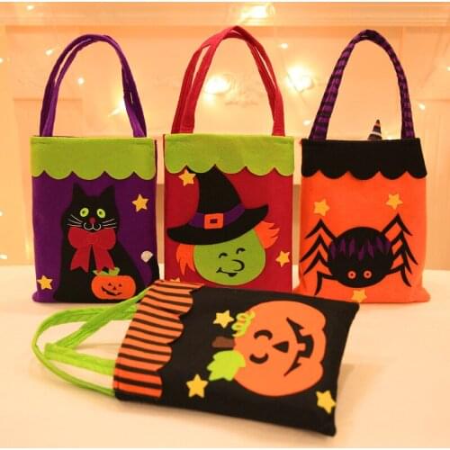 24 PCS Halloween Trick or Treat Candy Bags with Handle for Kids Party Gift Favor Pumkin Spider No-woven Tote Bag Wholesale XB