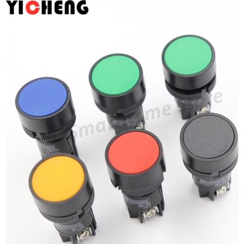 3pcs Round button switch small self-resetting flat-head button power button switch hole 22mm Plastic Push Button Switch