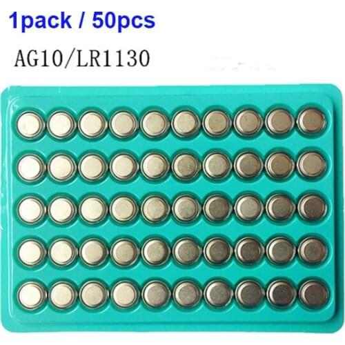 50pcs 1.55v AG10 LR1130 389 SR1130 Button Batteries 189 LR54 Cell Coin Alkaline Battery SR54 389 189 For Watch