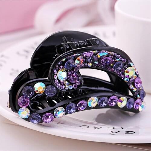 8cm Long Hair Claw Heart Shaped Rhinestone Hair Accessories for Women Hair Clip New Fashion Pony Hair Claws