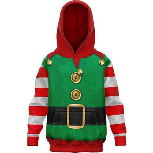 Kids Christmas Hoodies Sweatshirts Funny Hoodies Autumn Long Sleeve Warm Hoodie Hip Hop Santa Claus Hoodies
