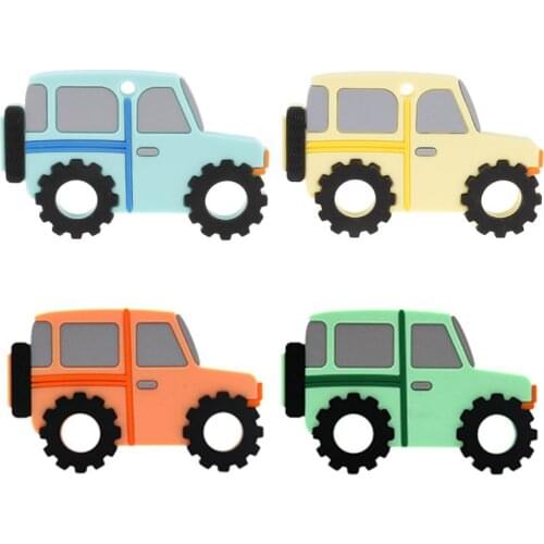 DIY Cartoon Car Shape Infant Newborn Teething Toy Kids Baby Teether Charm Silicone Toddler Bathing Gift Wholesale