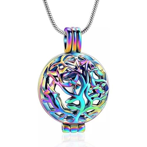 Tree Of Life Cremation Locket Necklace For Ashes Inside Mini Memorial Urn Jewelry Of Loved Ones Keepsake Pendant