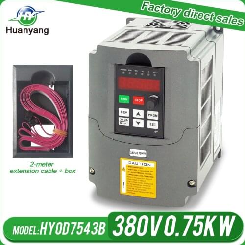 HUANYANG VFD Drive 0.75KW 380V spindle inverter frequency converter &Optional parts (extension cable + box) factory direct sales