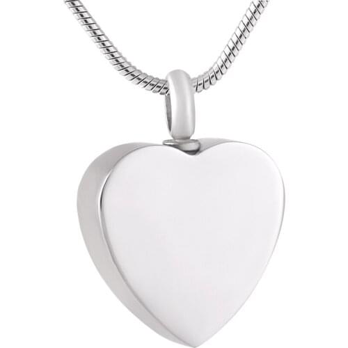 IJD8453 Engrave Blank Plain Heart Cremation Pendant 316L Stainless Steel Memorial Urn Ashes Necklace jewelry keepsake For Womem