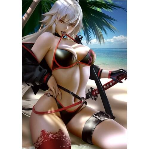 Print Canvas Japan Samurai sword Sexy Girl Art Poster 40x60 50x70 60x90 Custom Painting Living Room Bedroom Hanging Picture