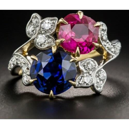 Fashion Women Rings 925 Silver Jewelry Created Topaz Zircon Gemstone Flower Shape Finger Ring for Wedding Promise Gift Ornaments