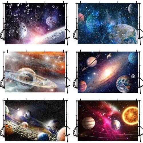 Mehofond Photography Background Universe Space Planet Solar System Glitter Star Earth Moon Boy Birthday Backdrop Photo Studio
