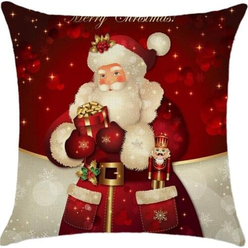 Cute Christmas Santa Claus Elk Throw Pillow Case Cover 45x45cm Merry Christmas Decorative Pillowcases Decoration
