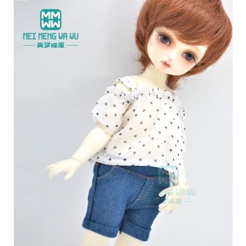Fashion snow shirt denim shorts for 28cm-30cm 1/6 BJD YOSD joint doll clothes accessories