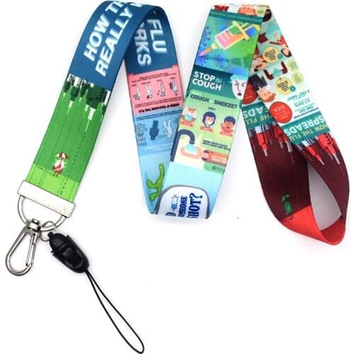 Cartoon key chain hanging rope tie ID card pass mobile phone USB fitness card micro seal holder DIY sling