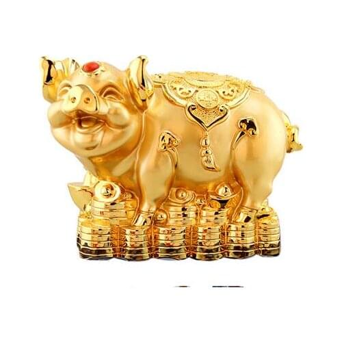 NEW GOLDEN LIGHT DECORATION LUCKY RICH PIG PIG COPPER IMITATION CRAFTS DECORATION TWELVE ZODIAC JEWELRY HOME FURNISHING