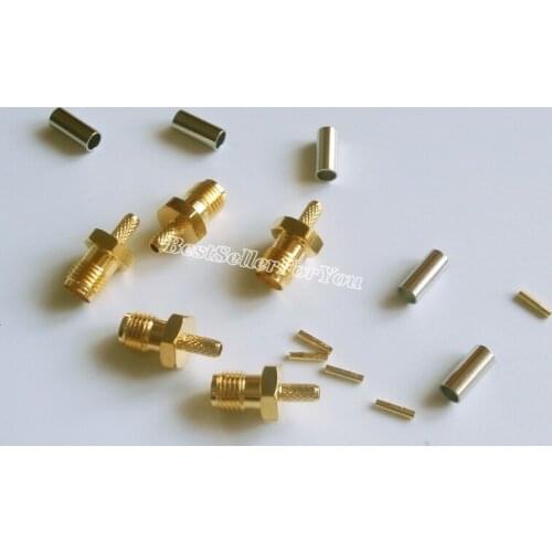 10Pcs SMA female jack crimp for RG174 RG316 LMR100 cable RF connector Brass Golden