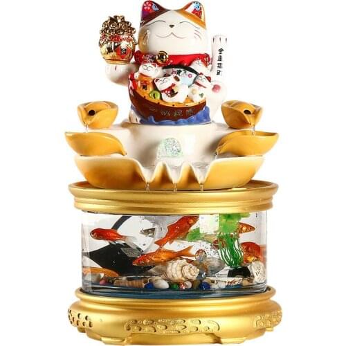 Opening Gift Practical Graceful Fish Tank Decoration Desktop Home Jewelry Running Water Fortune Office Fortune Cat Decoration
