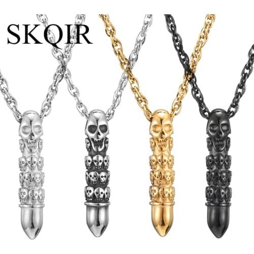 Johnny Hallyday Personalized Bullet Necklace Punk Choker Jewelry Gold Color Stainless Steel Necklace For Women Men Party Gift