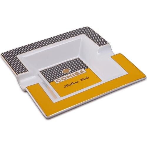 Portable COHIBA Cigar Ashtrays Home Ceramic Ashtray Luxury Tobacco 2 Rest Cigar Holder Stand Ashtray COHIBA Cigar