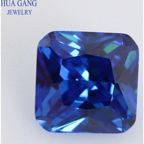 Size 3x3~12x12mm 5A Cubic Zirconia Blue Square Octangle Shape Princess Cut CZ Stone Synthetic Gems Beads Free Shipping