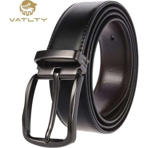 VATLTY 2020 Official authentic mens casual business belt natural cowhide leather belt hard metal buckle belts for men B4022