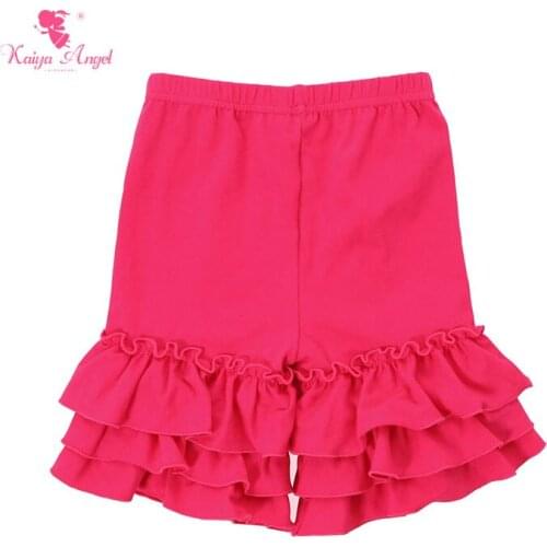 Kaiya Angel Ruffle Shorts Hot Pink Cotton Children Girls Shorts With Ruffles Baby Girl Shorts Kids Shorts 1-8T Wholesale