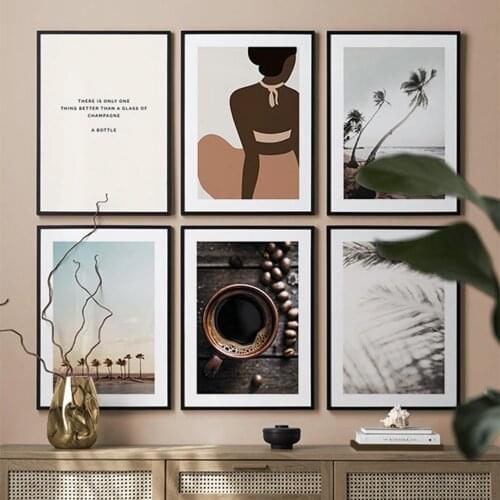 Nordic Seaside Landscape Art Posters and Prints Coffee Minimalist Canvas Painting Modern Home Decor Living Room Print Pictures