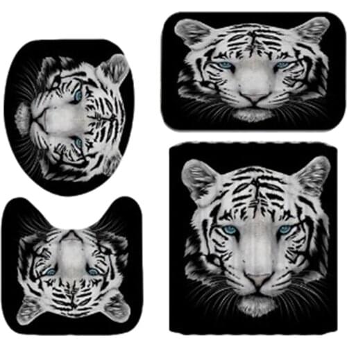 Art Printed Bathroom Shower Curtain Waterproof Modern Fashion Bath Room Bathtub Blackout Screen Tiger Bathroom Mat Home Decor