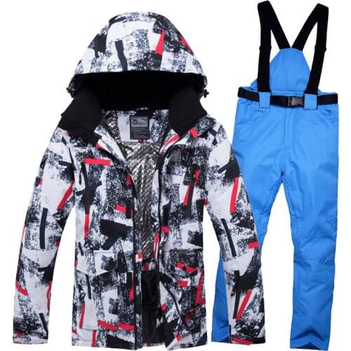 2020 Mens Ski Suits Winter Hoodie Warm Jakets Overalls Sport Man Snow Clothes Waterproof Snowboarding Male Skiing Sets Clothing