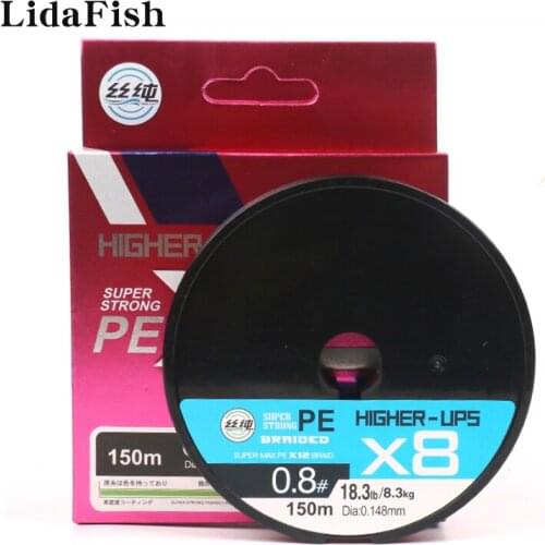 2021 New 8 Strands 150M Red High Quality PE Superfine/Wear-Resistant Braided Multifilament Fishing Line 18-43.5LB