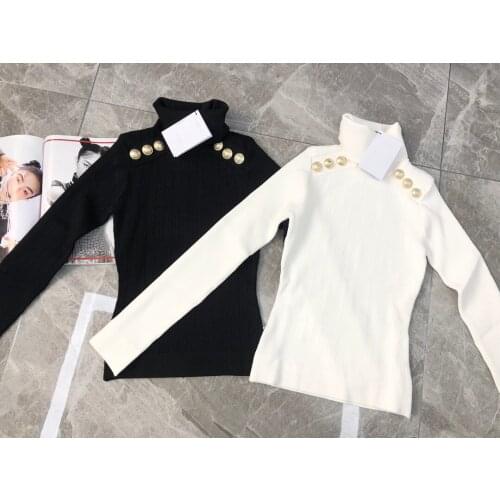 2021 Spring Casual Women Turtleneck Knitted Bottoming Sweater Female Chic Jumpers 2 Color Gndz 1.08