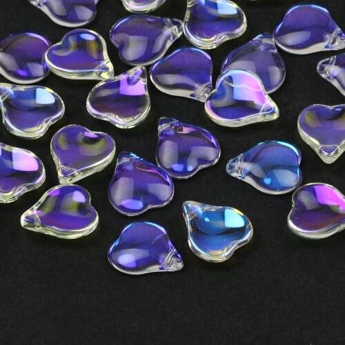 30pcs White Transparent Heart-shaped Glass Beads 13x15mm Spacer Loose Beads For Jewelry Making Diy Necklace Bracelet Accessories