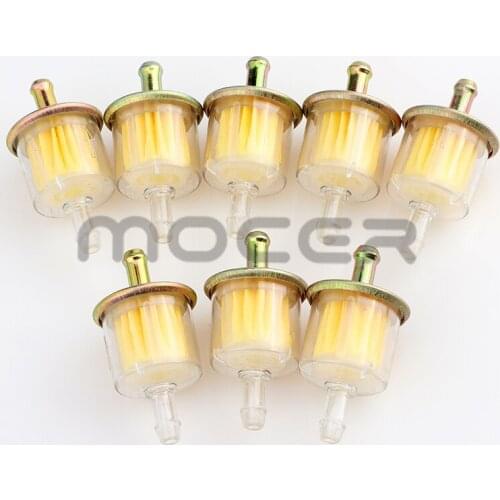 4/8pcs Universal Motorcycle Petrol Gas Oil Fuel Line Filter 5/16" 8mm Pit Dirt Bike ATV Go Kart Bronze metal cover