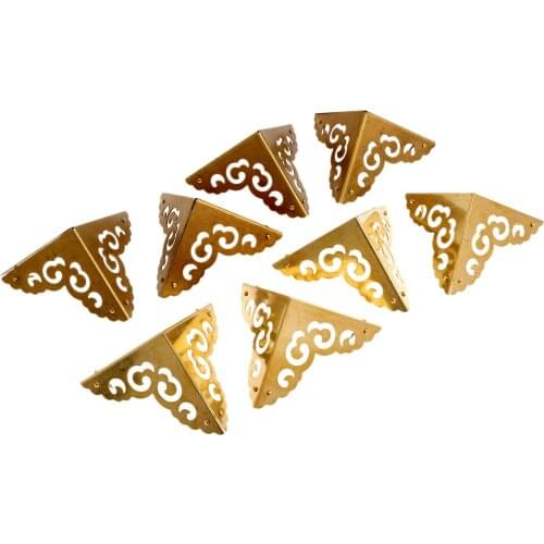 4pcs Cabinet Table Luggage Decorative Metal Wooden Case Feet Leg Protectors Corner 6.5cm