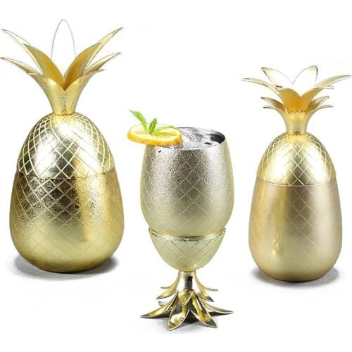 500ml PineappleCocktail Glass Metal Copper Cup Moscow Mule Cup DIY Drink Wine Glass Home Decorations Bar Accessories Restaurant