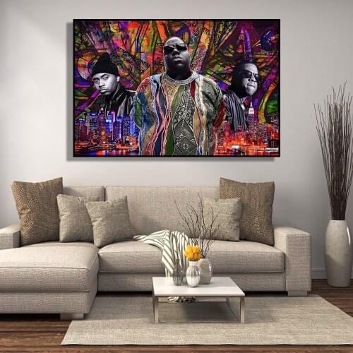 Biggie Smalls Portrait Decoration Mural Graffiti Poster Canvas Painting and Living Room Wall Art Prints for Modern Home Decor