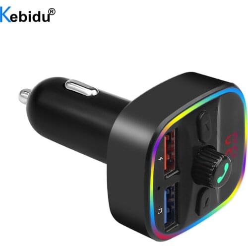 Bluetooth 5.0 Car Kit QC3.0 USB Car Charger Handsfree FM Transmitter Audio MP3 U Disk TF Card Player Mobile Phone Car Charger