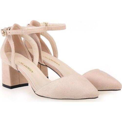 Summer Ladies Bridal Suede Thick Heel Pumps Wedding Party Shoe Newest Women Open Toe Sexy Ankle Straps Sandals
