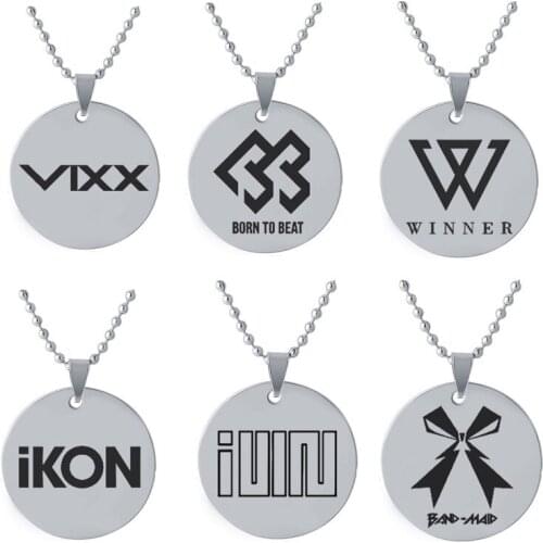 1 Pcs KPOP Necklace Red Velvet Stray Kids Teen Top Ikon Stainless Steel Pendant Chain Choker Men Women Jewelry Accessories