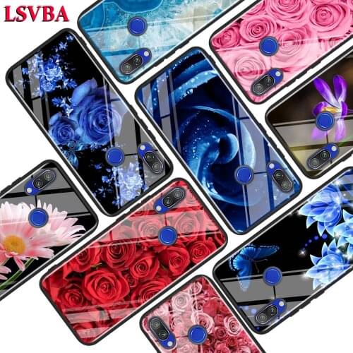 Black Glossy Cover Large swath of pink flowers for Xiaomi Redmi Note 8 7 6 5 4X 4 K20 Pro 7A 6A 6 S2 5A Plus Phone Case