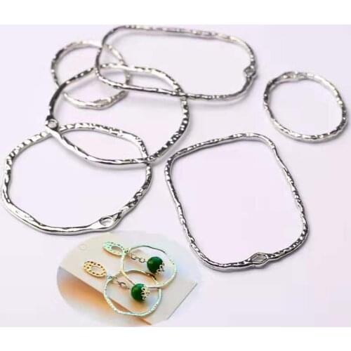 Zinc Alloy Golden Geometric Round Circle Rectangle Connector Charms 6pcs 10pcs For DIY Earrings Jewelry Making Accessories