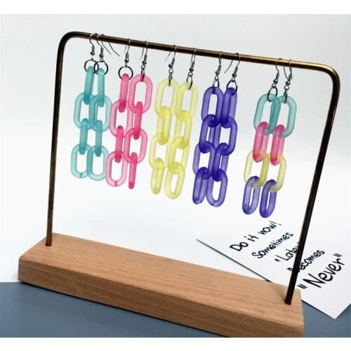 Colors Acrylic Long Chain Statement Earrings Colorful Rainbow Geometric Cool Earrings for Woman Party Jewelry