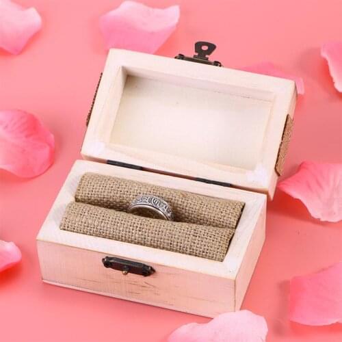 Wooden Jewelry Ring Box Rustic Engagement Valentines Wedding Ring Bearer Box Holder Jewelry Display Case Organizer