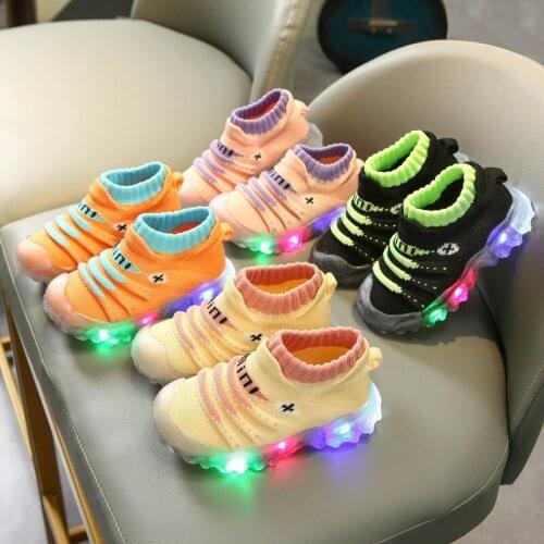 LED Baby Shoes For Boys And Girls With Lights On Baby Shoes 1-3-6 Years Old Breathable Socks Sneakers Soft Sole Spor Ayakkabi