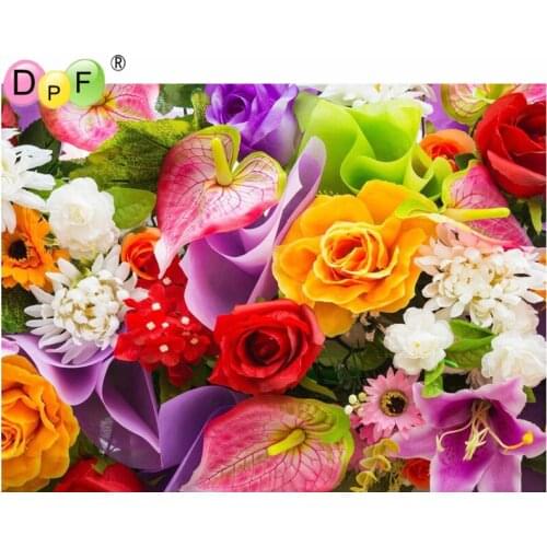 DPF DIY 5D crafts diamond painting cross stitch needlework flowers diamond mosaic square home decor diamond embroidery gift