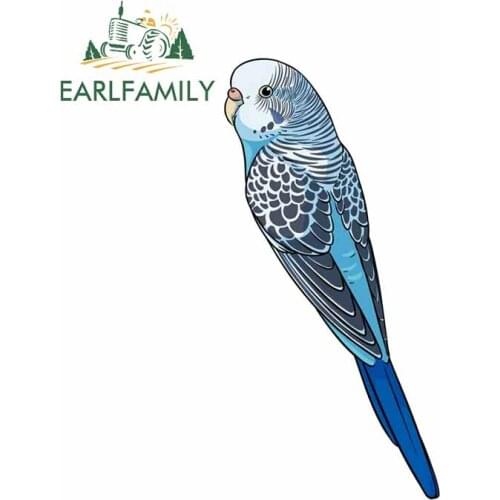 EARLFAMILY 13cm x 6.5cm For Blue Budgie Refrigerator Car Stickers Waterproof Decal Scratch-Proof Sunscreen Suitable for VAN RV
